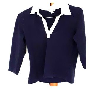 3/4 Length Blue and White Shirt